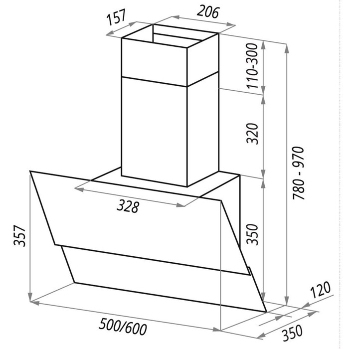 Вытяжка Maunfeld London 60, 3 скорости, 800 м³/ч, темно-бежевый