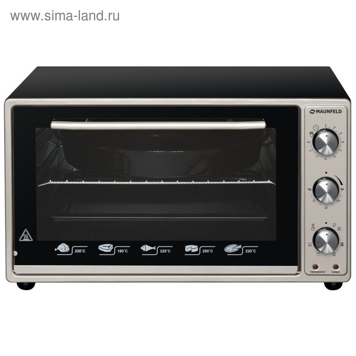 фото Мини-печь maunfeld сemoa.456.s1, 45л, 1500 вт, гриль, 7 функций, серебристый