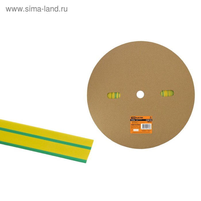 фото Трубка термоусаживаемая tdm тутнг 20/10, желто-зеленая, 100 м, sq0518-0052 tdm electric