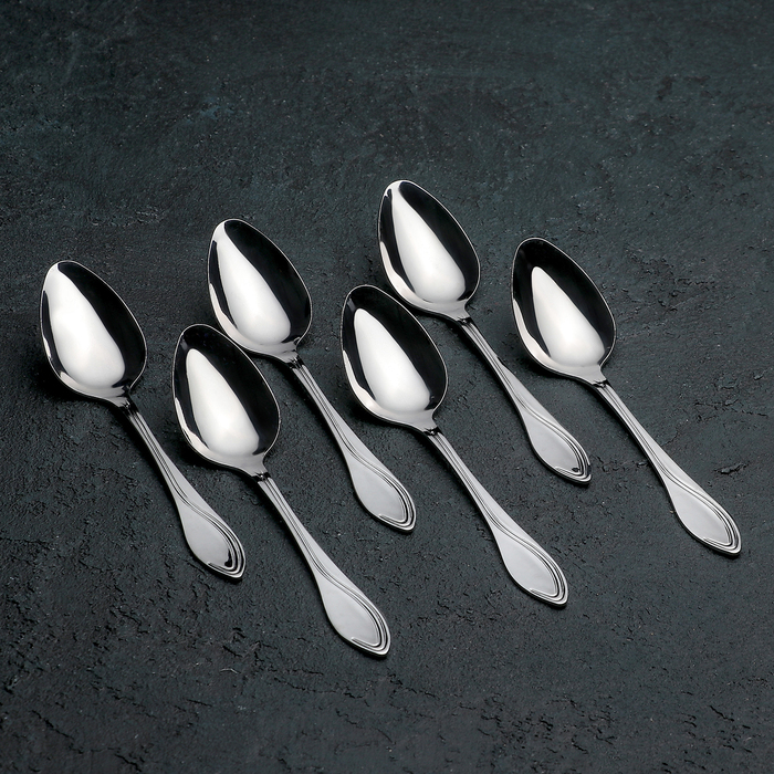 Набор чайных ложек 14 см "Волна", 6 шт, толщина 1,5 мм