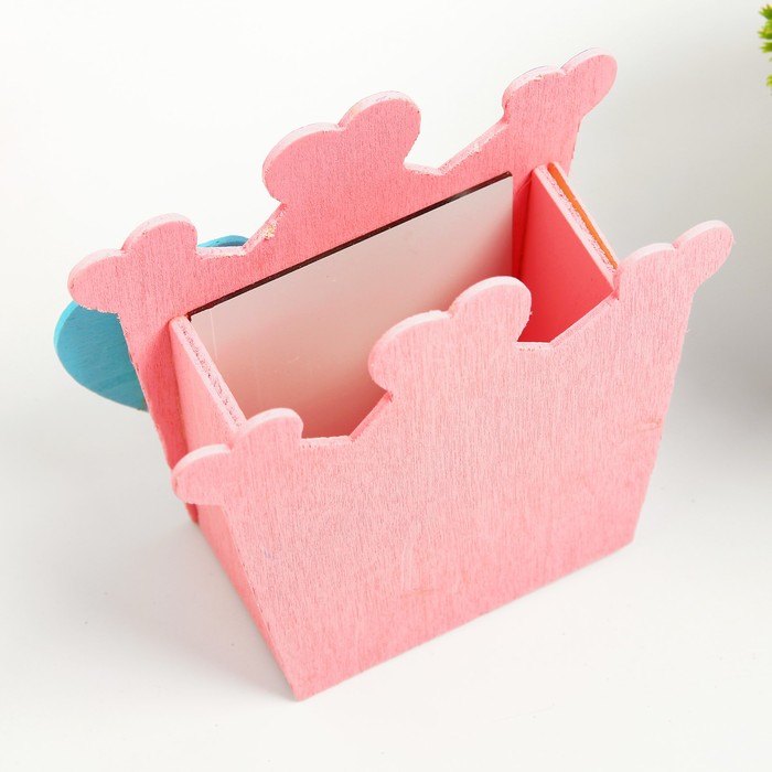 Карандашница "Сердца с зеркалом" с прищепкой, цвета МИКС