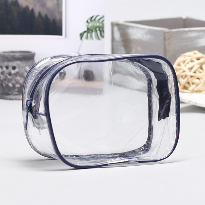 Набор косметичек, отдел на молнии, цвет синий