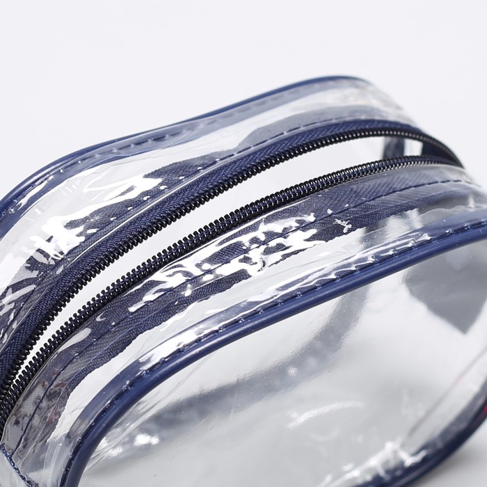 Набор косметичек, отдел на молнии, цвет синий