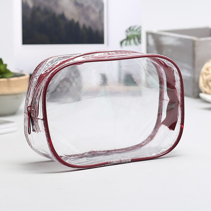 Набор косметичек, отдел на молнии, цвет бордовый