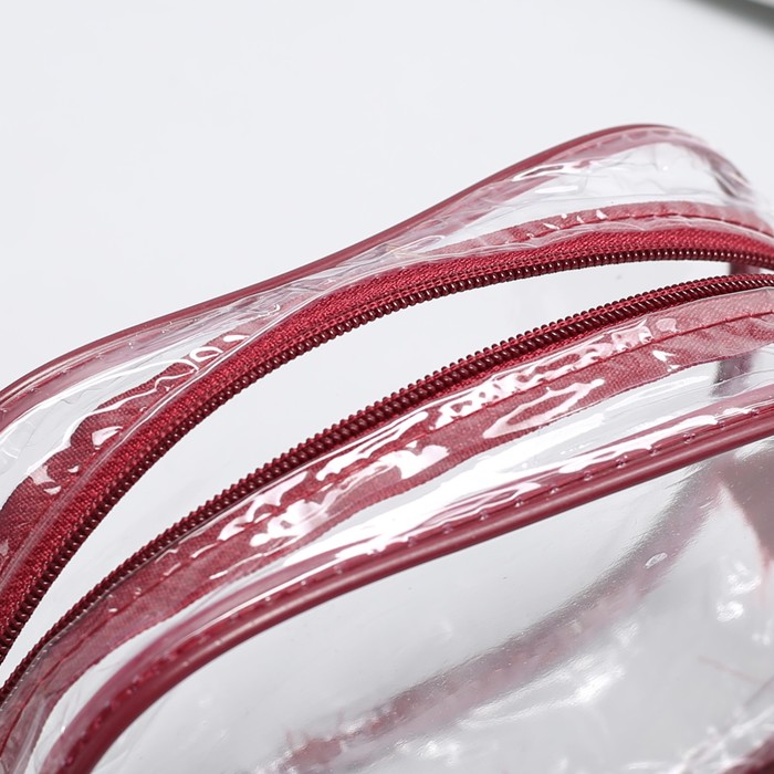 Набор косметичек, отдел на молнии, цвет бордовый