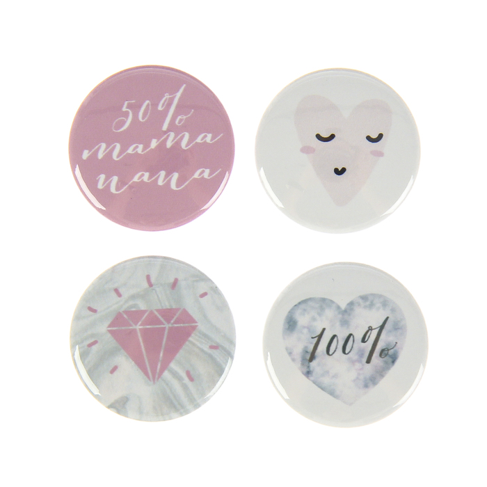 Набор фишек для скрапбукинга "Хлопковые сны" 4шт. d=2,5 см