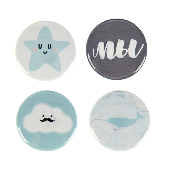 Набор фишек для скрапбукинга "В облаках" 4шт. d=2,5 см