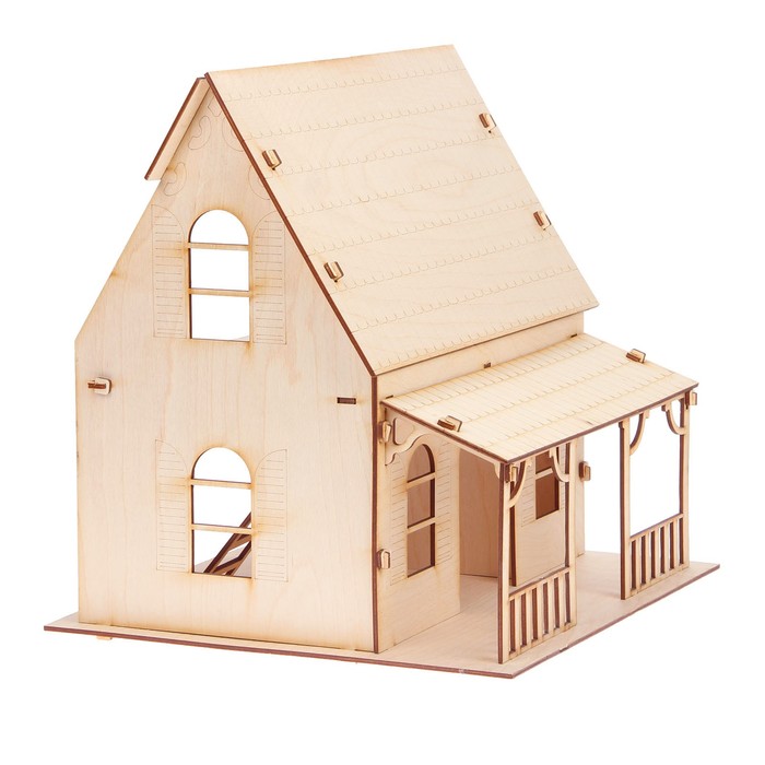 Домик для кукол 2 этажа, с верандой