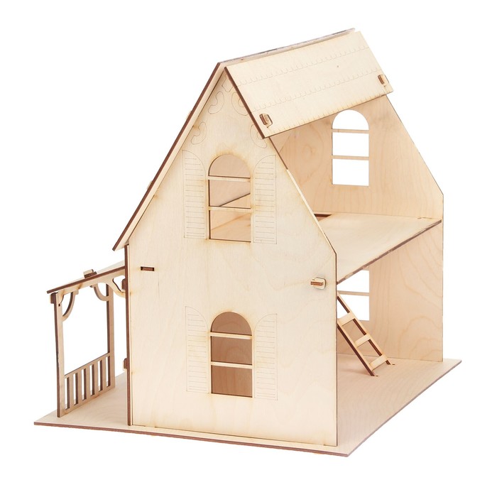 Домик для кукол 2 этажа, с верандой