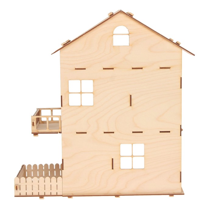 Домик для кукол, 3 этажа, с двориком