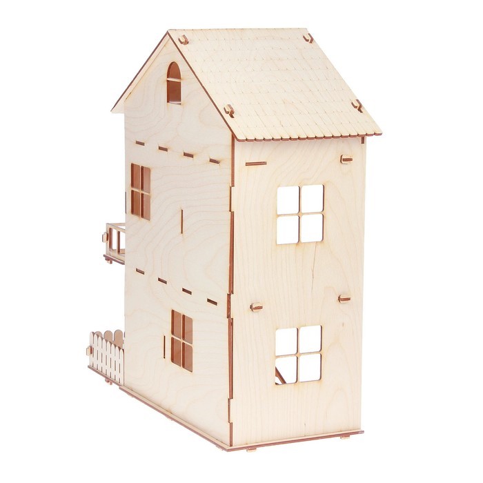 Домик для кукол, 3 этажа, с двориком