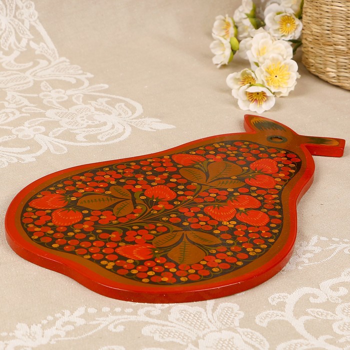 Доска разделочная «Груша», 20×29 см, хохлома