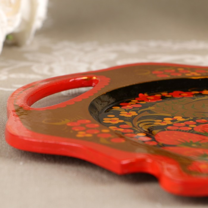 Поднос «Ажурный», овальный, 40×23 см, хохлома