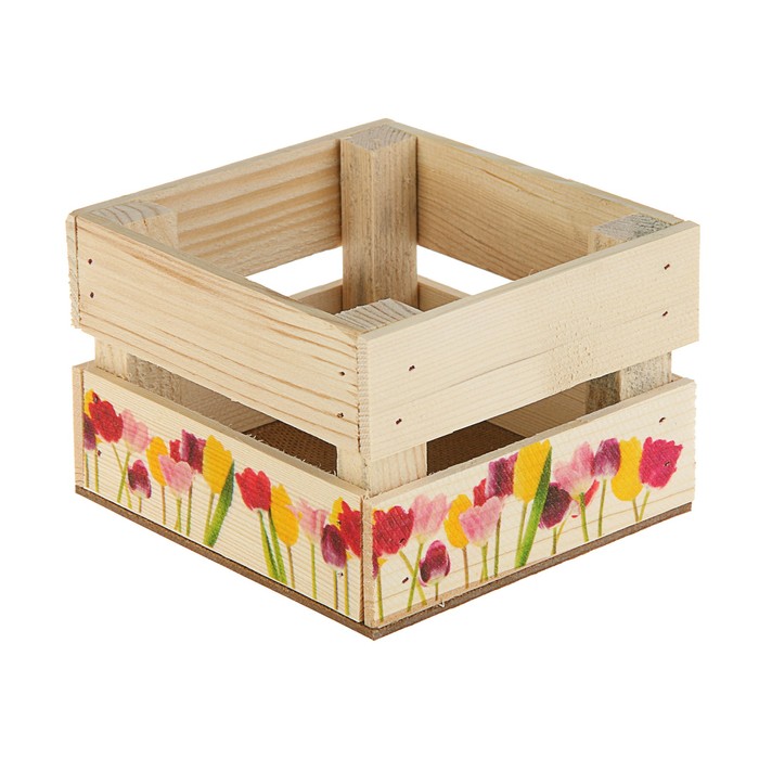 Ящик реечный № 5 "Тюльпаны", 12,5 x 13,5 x 9 см