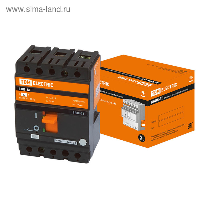 Автоматический выключатель TDM ВА88-33 3Р 80 А 35 кА SQ0707-0010 3375₽