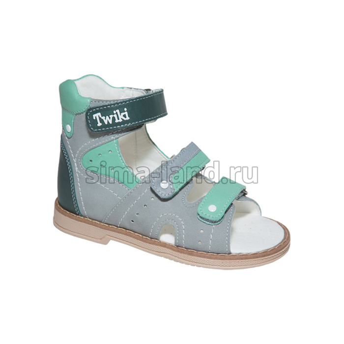 Сандалеты ортопедические детские, размер 23, цвет серо-зелёный TW-173
