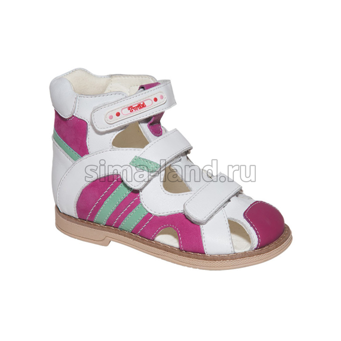 Сандалеты ортопедические детские, размер 28, цвет бело-розовый TW-270