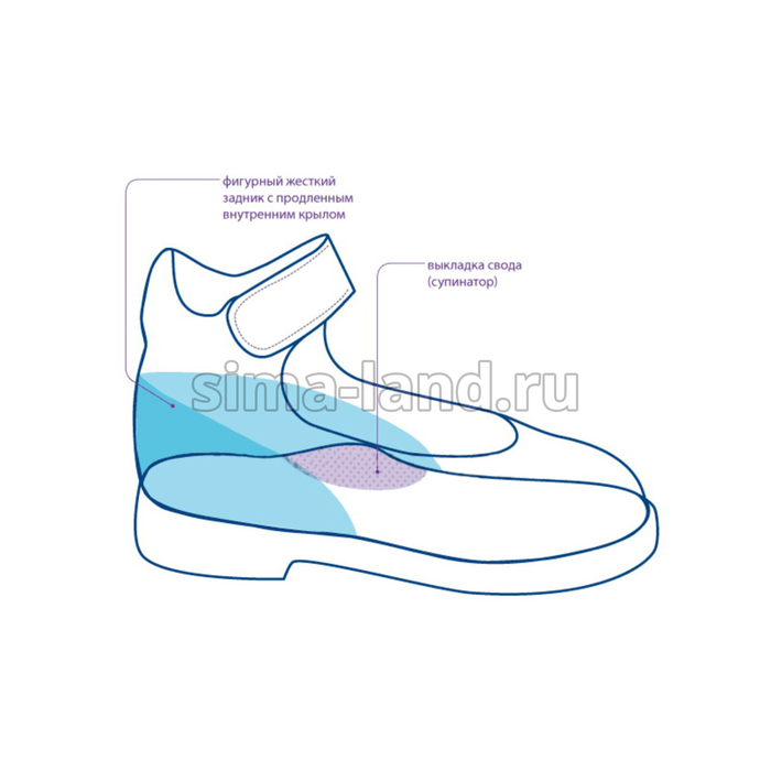 Туфли ортопедические детские, размер 30, цвет фиолетовый TW-225