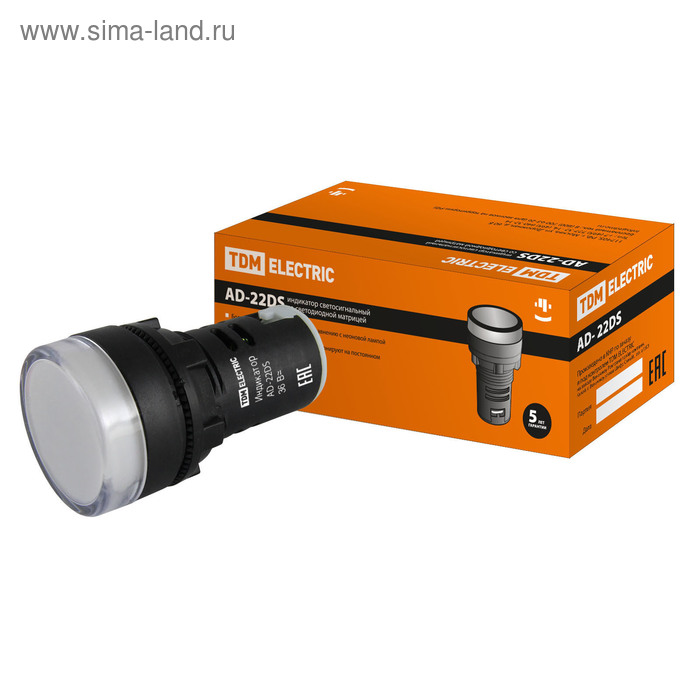 фото Лампа tdm ad-22ds(led)матрица, d=22 мм, белый, 36 в, ac/dc, sq0702-0023 tdm electric