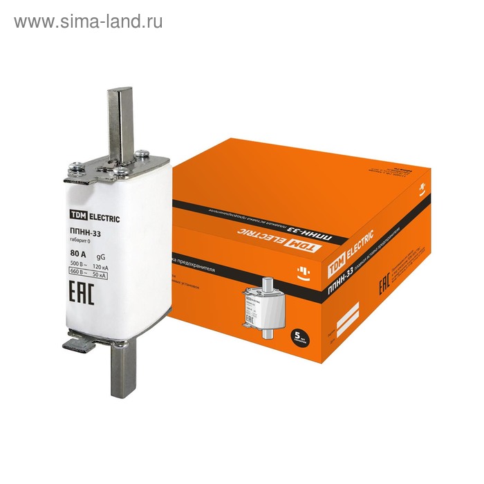 фото Предохранитель плавкий tdm ппнн-33, габ.0, 80 а, sq0713-0015 tdm electric