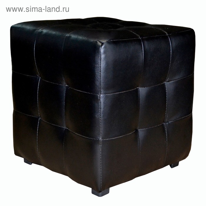 Пуф «Куб» чёрный пуф классический куб стебли бамбука жаккард
