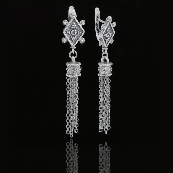 Серьги "Суздаль", цвет чернёное серебро