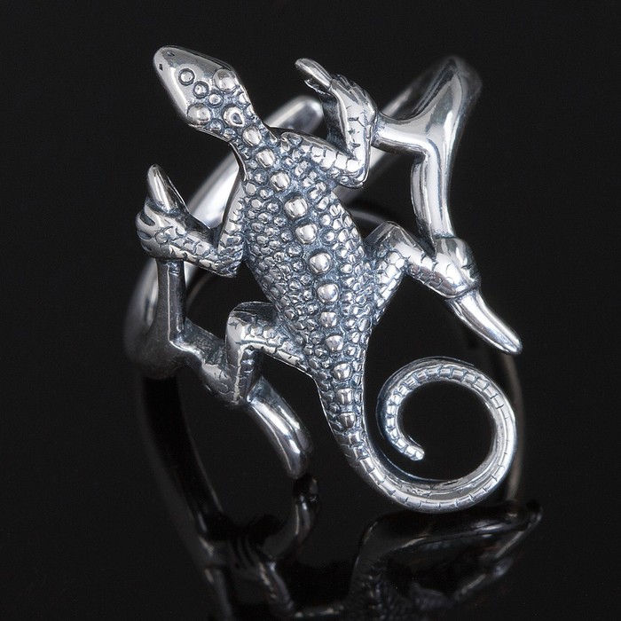 Кольцо "Лизарт", безразмерное, цвет чернёное серебро