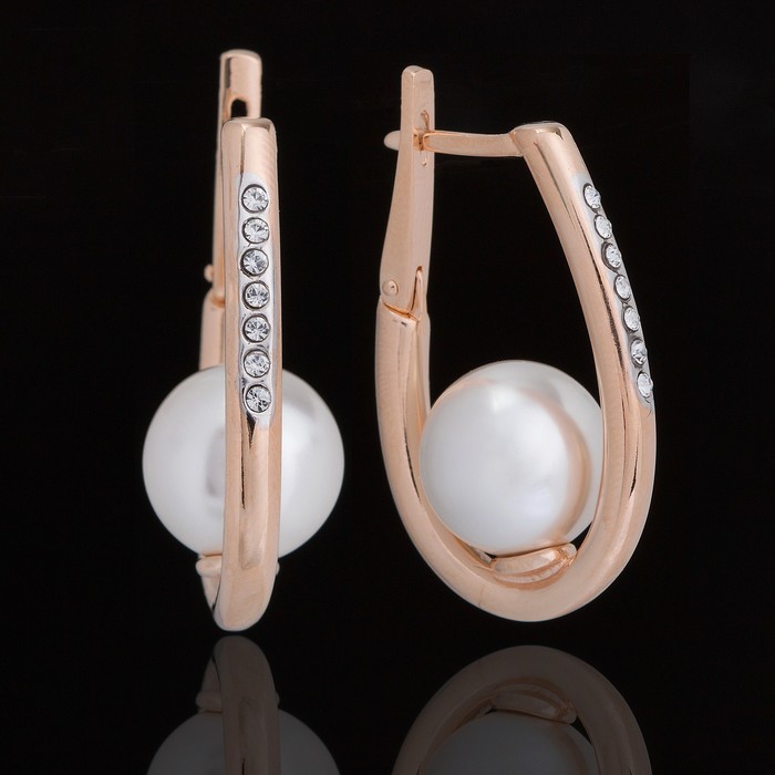 Серьги "Эол", цвет белый в золоте