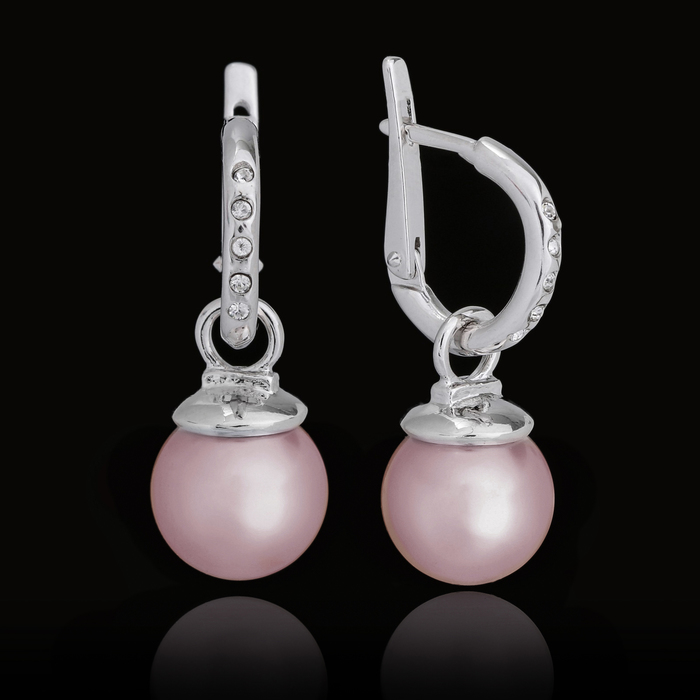 Серьги "Фогель", цвет розовый в серебре