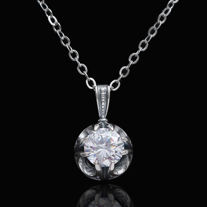 Кулон "Вейча", цвет белый в чернёном серебре