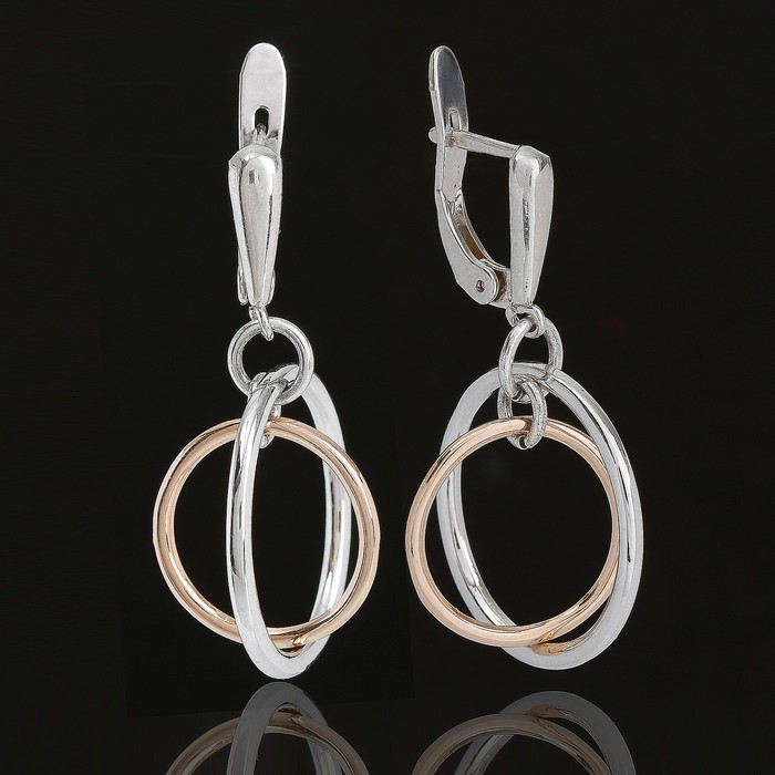 Серьги "Шампанское", цвет серебряно-золотой