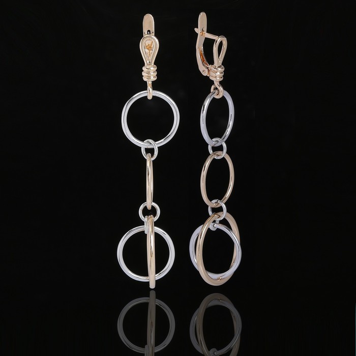 Серьги "Шампанское 3", цвет серебряно-золотой