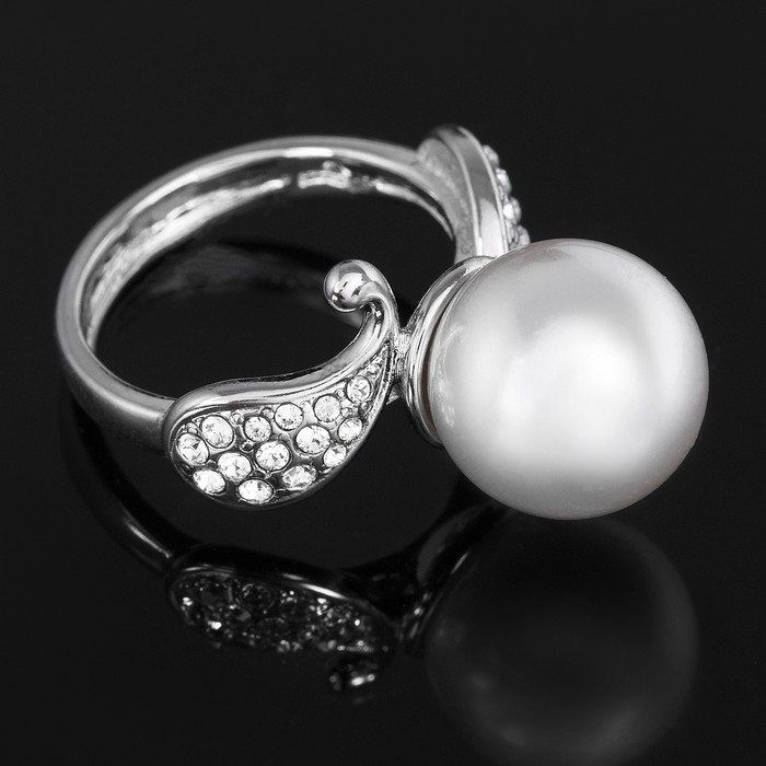 Кольцо "Гата", размер 17, цвет белый в серебре