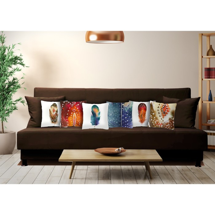 Комплект декоративных подушек "Три пера 5", размер 40х40 см-6 шт.