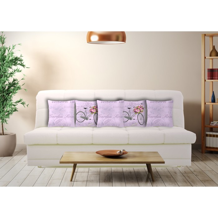 Комплект декоративных подушек "Цветочный велосипед 1 " размер 40х40 см-5 шт.