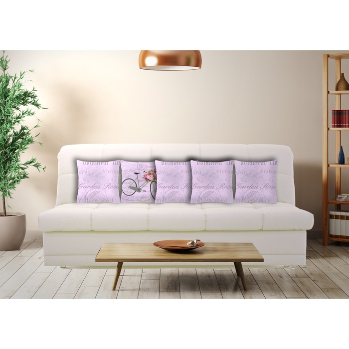 Комплект декоративных подушек "Цветочный велосипед 2 " размер 40х40 см-5 шт.