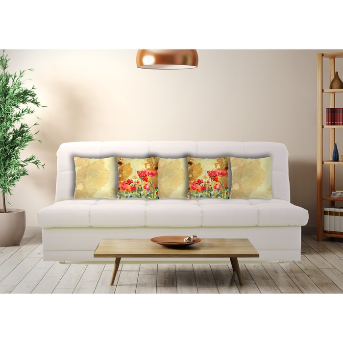 Комплект декоративных подушек "Маки 2" размер 40х40 см-5 шт.