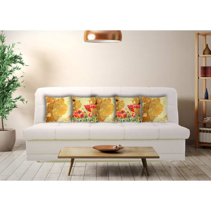 Комплект декоративных подушек "Маки 3" размер 40х40 см-5 шт.