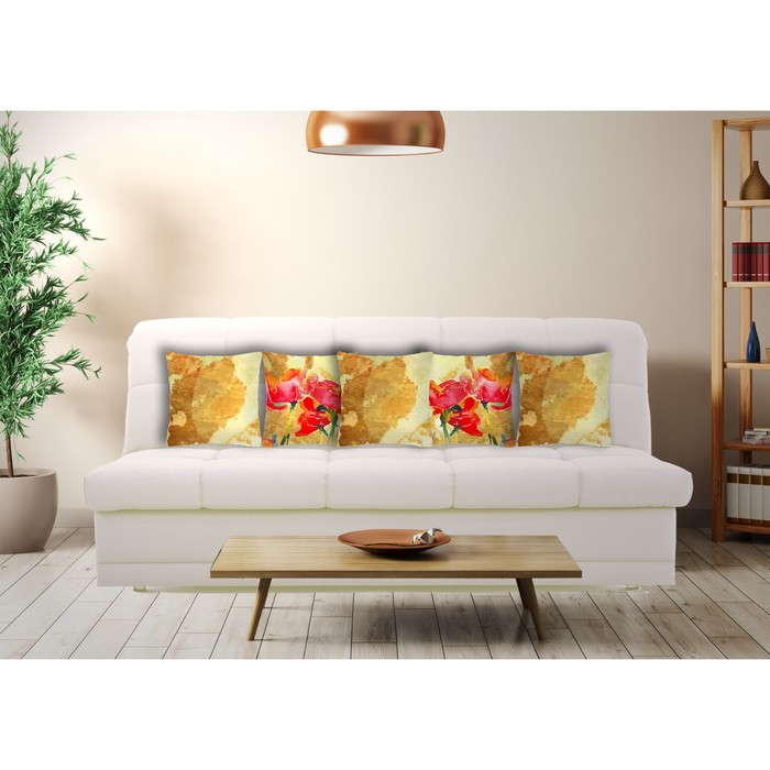 Комплект декоративных подушек "Маки 4" размер 40х40 см-5 шт.