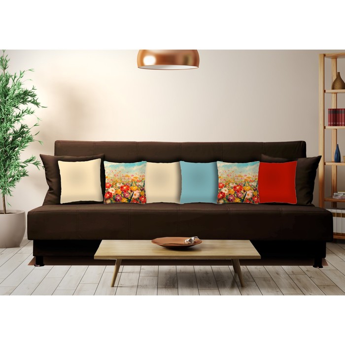 Комплект декоративных подушек "Полевые цветы 1" размер 40х40 см-6 шт.