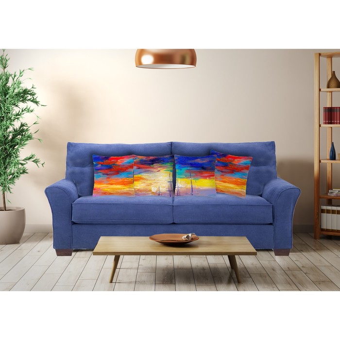 Комплект декоративных подушек "Рыбацкая деревня 1" размер 40х40 см-4 шт.