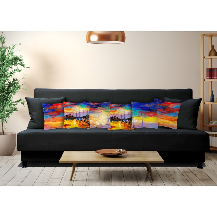 Комплект декоративных подушек "Рыбацкая деревня 2" размер 40х40 см-6 шт.