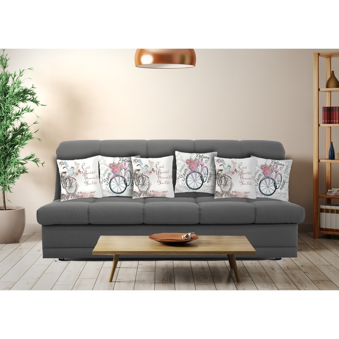 Комплект декоративных подушек "Велосипед и бабочки 2", размер 40х40 см-6 шт.