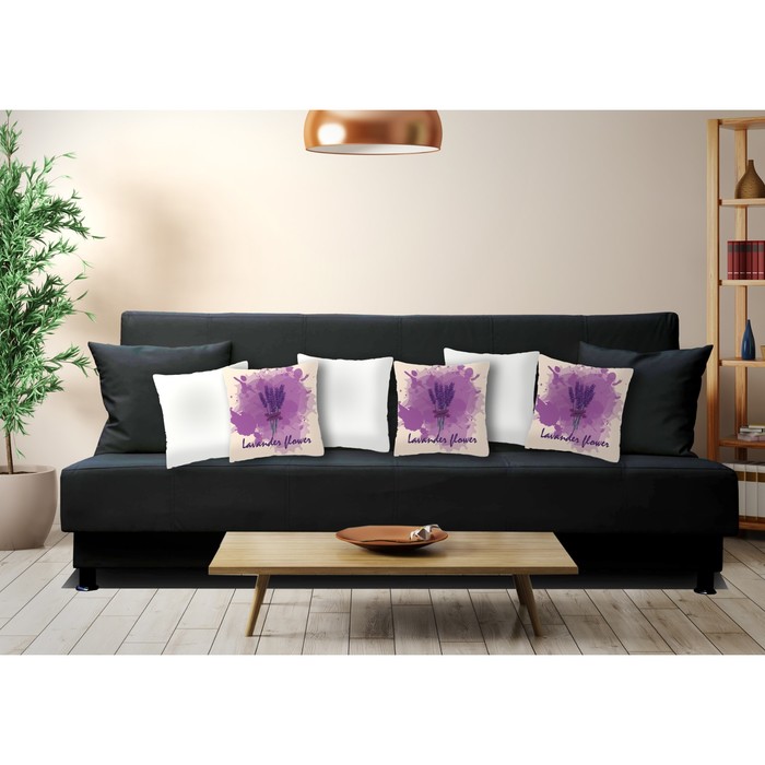 Комплект декоративных подушек "Лаванда, украшенная лентой 2", размер 40х40 см-6 шт.