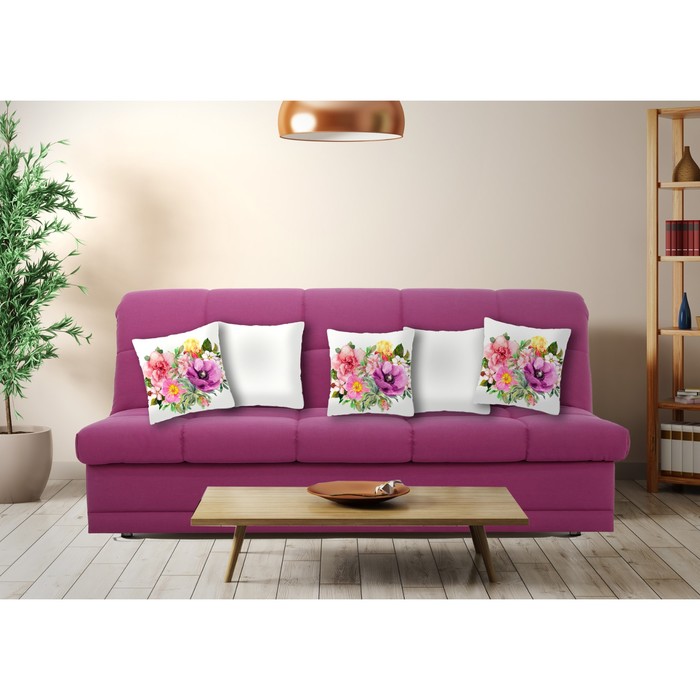 Комплект декоративных подушек "Разноцветный винтажный букет", размер 40х40 см-5 шт.