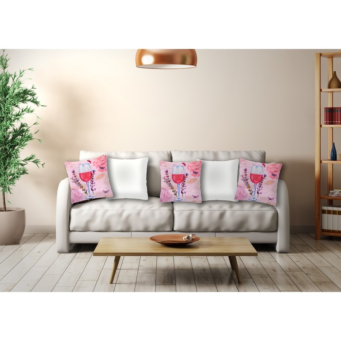 Комплект декоративных подушек "Бокал вина", размер 40х40 см-5 шт.