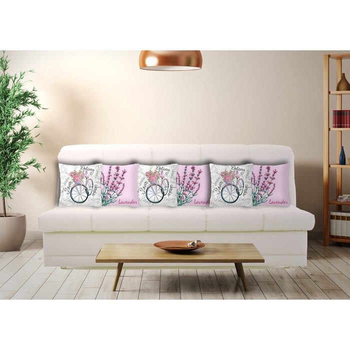 Комплект декоративных подушек "Французский велосипед 1", размер 40х40 см-6 шт.