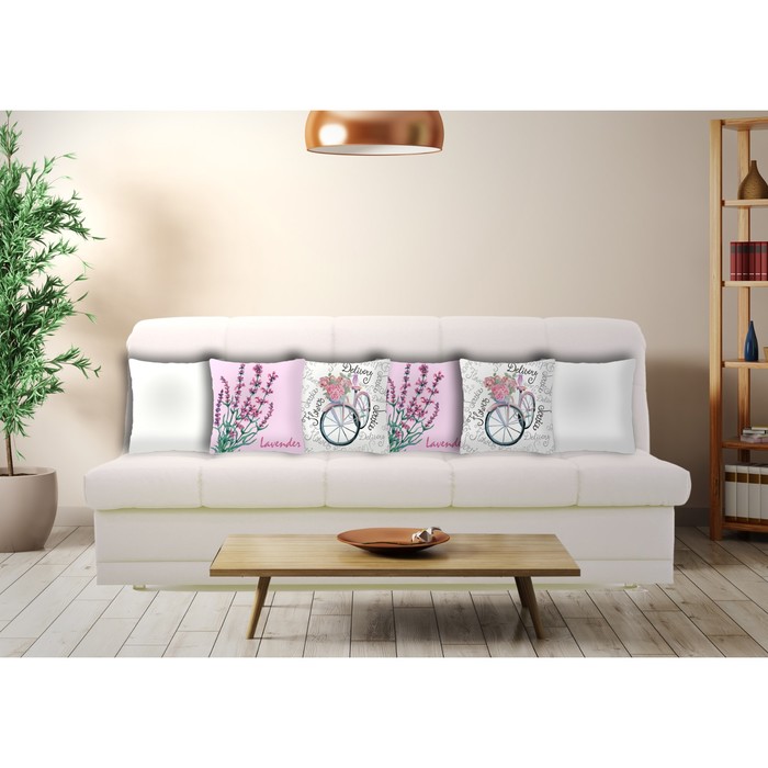 Комплект декоративных подушек "Французский велосипед 2", размер 40х40 см-6 шт.