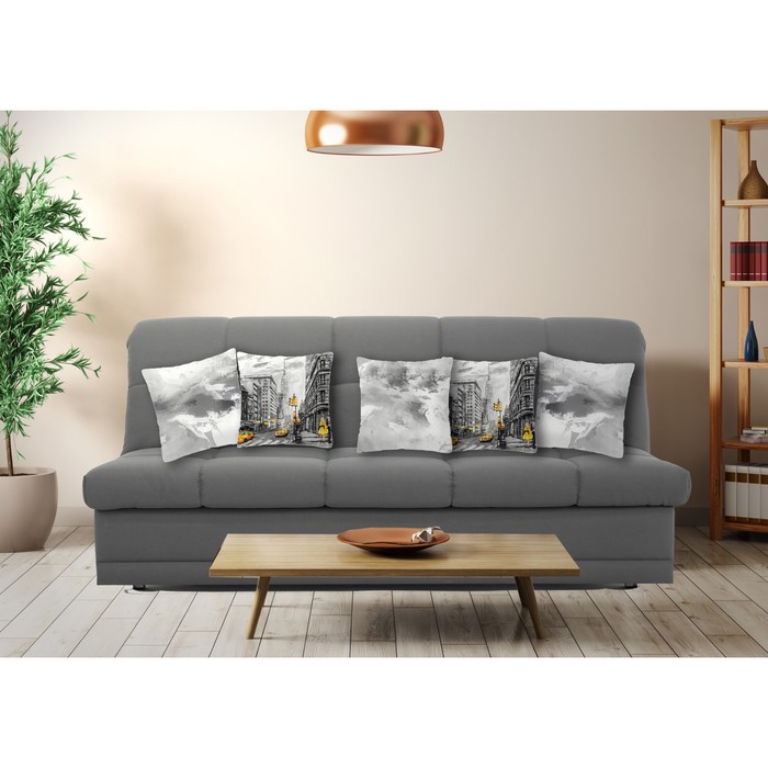 Комплект декоративных подушек "Нью-Йорк в серо-жёлтых тонах", размер 40х40 см-5 шт.