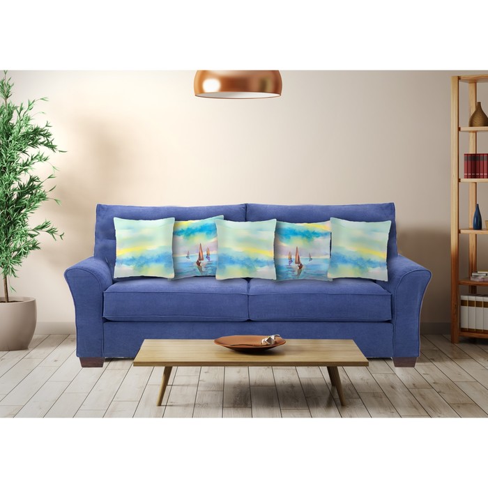 Комплект декоративных подушек "Акварельное море", размер 40х40 см-5 шт.